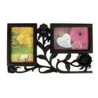 Фоторамка пластик на 2 фото 10х15 см "3 розы" чёрная 34х20 см - Фото 1