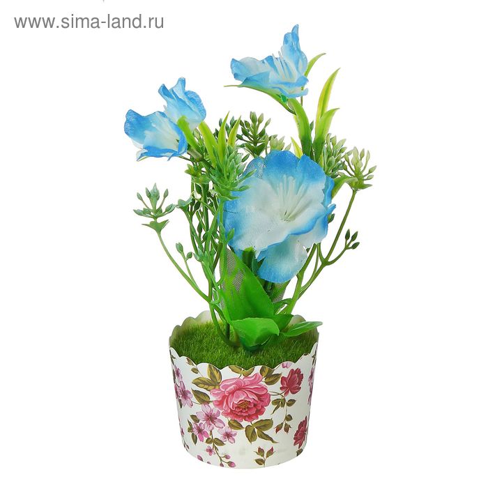 цветочная композиция в стаканчике садовые цветы 14*6 см - Фото 1