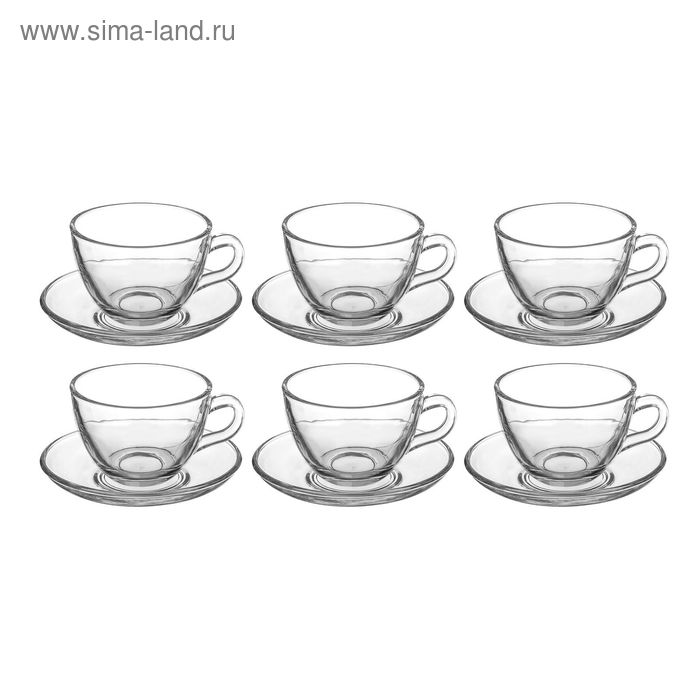 Сервиз чайный из стекла "Классика", 12 предметов: 6 чашек 200 мл, 6 блюдец - Фото 1
