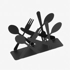 Салфетница Доляна «Приборы», 13,5×4,5×9,5 см, цвет чёрный - Фото 3