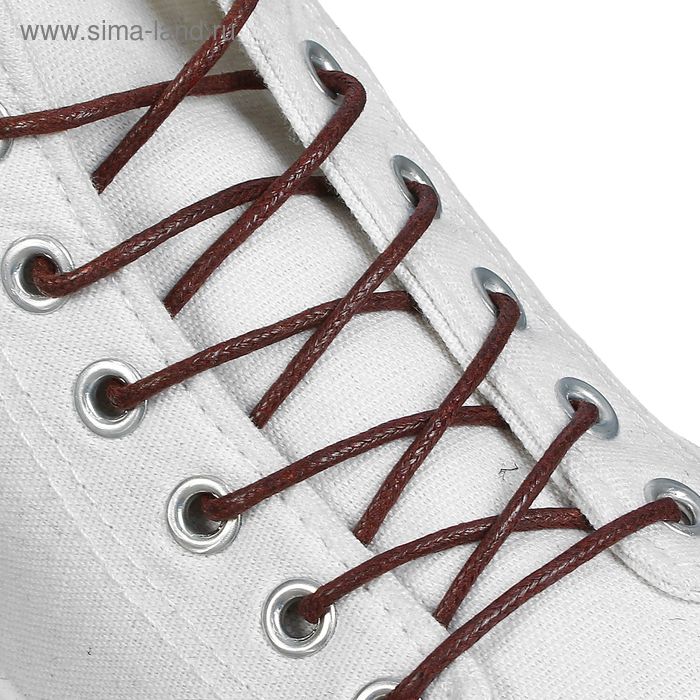 Шнурки для обуви, вощёные, d = 3 мм, 75 см, цвет коричневый - Фото 1