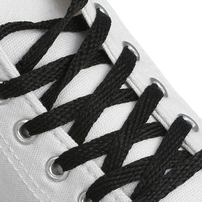 Шнурки для обуви, пара, плоские, 7 мм, 160 см, цвет чёрный - фото 1906824350