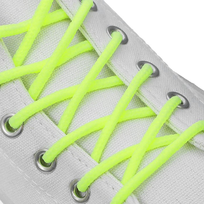Шнурки для обуви, пара, круглые, d = 3 мм, 120 см, цвет жёлтый неоновый - Фото 1