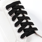 Шнурки для обуви, пара, плоские, 8 мм, 130 см, цвет чёрный - Фото 1