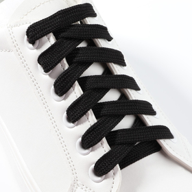 Шнурки для обуви, пара, плоские, 8 мм, 130 см, цвет чёрный