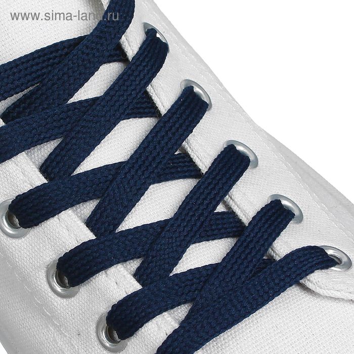 Шнурки для обуви, плоские, 7 мм, 120 см, цвет синий - Фото 1