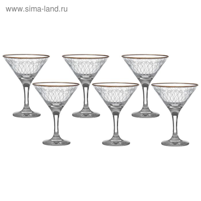 Набор бокалов для мартини 170 мл "Винтаж", 6 шт, гравировка, отводка золотом - Фото 1
