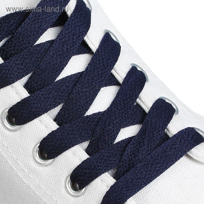 Шнурки для обуви, плоские, 9 мм, 160 см, цвет синий - Фото 1