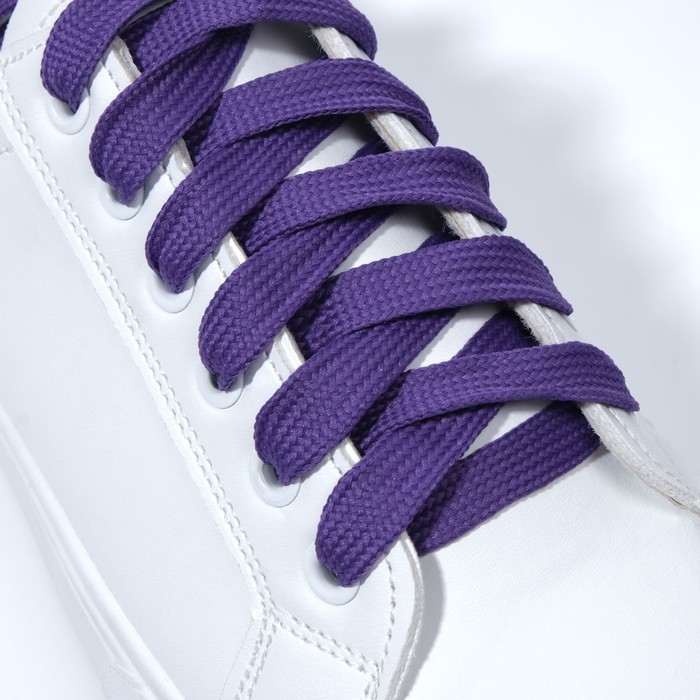 Шнурки для обуви, пара, плоские, 10 мм, 120 см, цвет фиолетовый - Фото 1