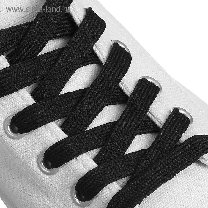 Шнурки для обуви, плоские, 7 мм, 180 см, цвет чёрный - Фото 1