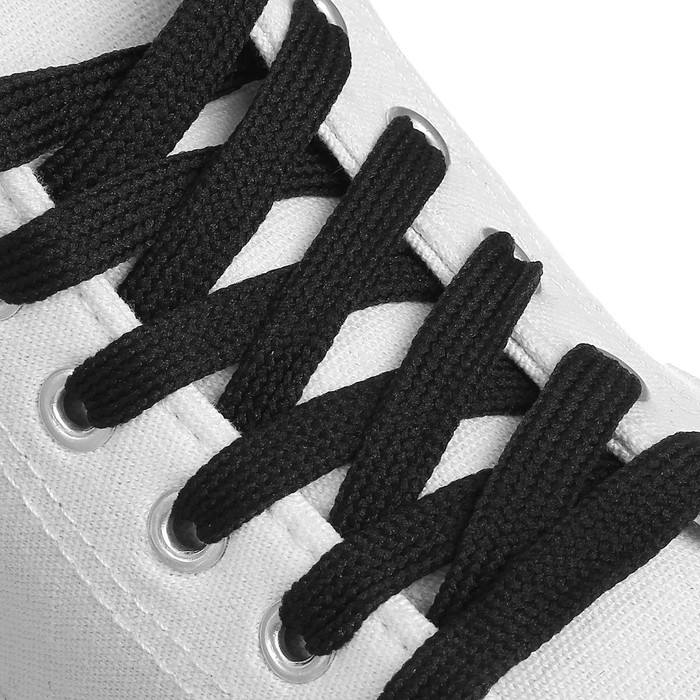 Шнурки для обуви, пара, плоские, 10 мм, 130 см, цвет чёрный - фото 1906824409