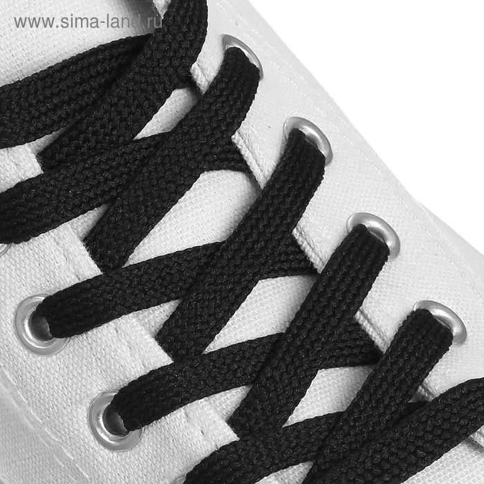 Шнурки для обуви, плоские, 8 мм, 160 см, цвет чёрный - Фото 1