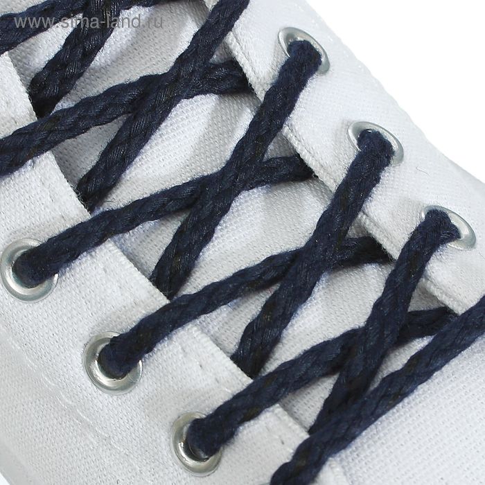 Шнурки для обуви d = 5 мм, 120 см, цвет синий - Фото 1