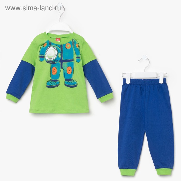 Пижама для мальчика, рост 86 см (52), цвет салатовый/синий - Фото 1