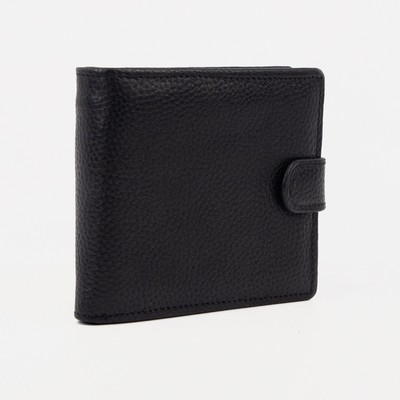 Портмоне мужское на кнопке, для купюр, для карт, для монет, цвет чёрный