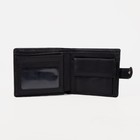 Портмоне мужское на кнопке, для купюр, для карт, для монет, цвет чёрный - Фото 4