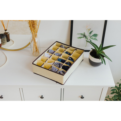 Органайзер для хранения белья, 24 отделения, 38×30×12 см, цвет жемчужный