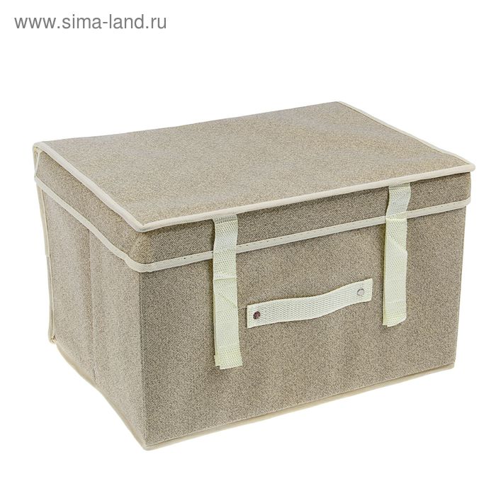 Короб стеллажный для хранения с крышкой 40х30х25 см, цвет жемчужный - Фото 1