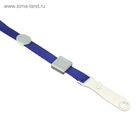 Лента для бейджа, ширина 10 мм, длина 80 см, плотная, с бегунком и с силиконовым зажимом, синяя - Фото 3