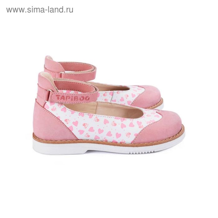 Туфли детские, размер 23, цвет розовый/белый/сердечки 25001 - Фото 1