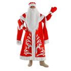 Карнавальный костюм "Дед Мороз", шуба с узорами из парчи, шапка, варежки, борода, р-р 52-54, рост 180 см - Фото 3