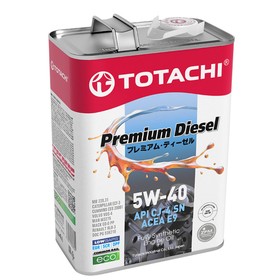 Масло моторное Totachi Premium Diesel, CJ-4/SN 5W-40, синтетическое, 4 л