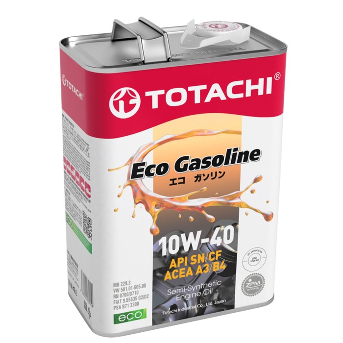 Масло моторное Totachi Eco Gasoline, SN/CF 10W-40, полусинтетическое, 4 л - Фото 1