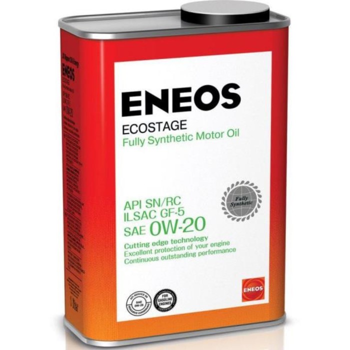 Масло моторное ENEOS Ecostage 0W-20, синтетическое, 1 л - Фото 1