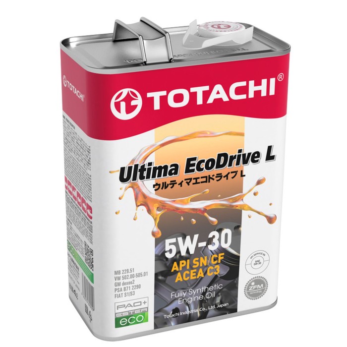 Масло моторное Totachi Ultima EcoDrive L, SN/CF 5W-30, синтетическое, 4 л - Фото 1