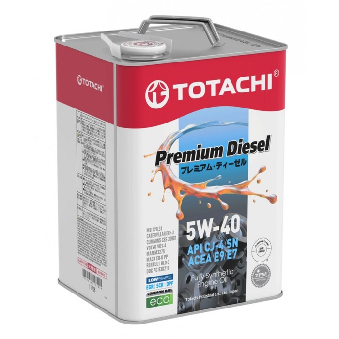 Масло моторное Totachi Premium Diesel, CJ-4/SN 5W-40, синтетическое, 6л - Фото 1