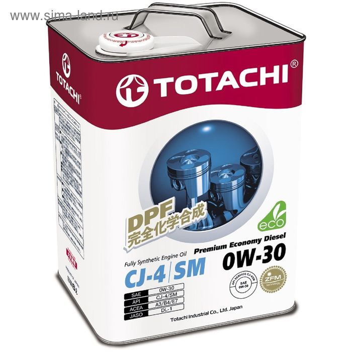 Масло моторное  Totachi Premium Economy Diesel Fully Synthetic CJ-4/SM 0W-30, 6 л - Фото 1