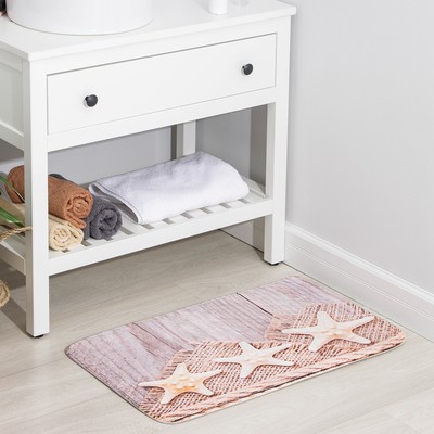 Коврик для ванной «Доляна. Морские звёзды», 74×44 см