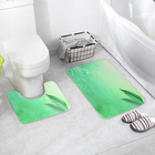 Набор ковриков для ванной и туалета Доляна «Флора», 2 шт: 38×43, 45×74 см, цвет зелёный - фото 2848483