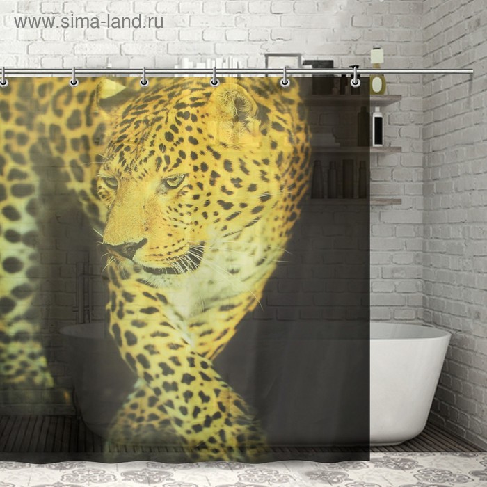 Штора для ванны Доляна «Леопард», 180×180 см, полиэстер - Фото 1