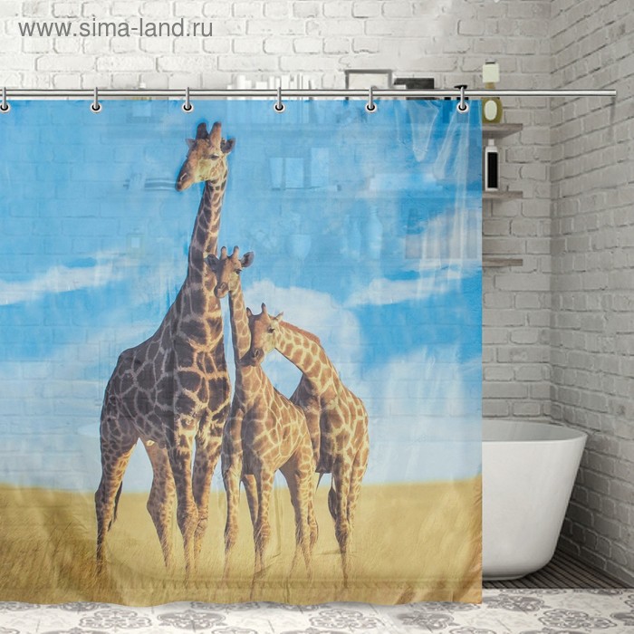 Штора для ванны Доляна «Жирафы», 180×180, полиэстер - Фото 1