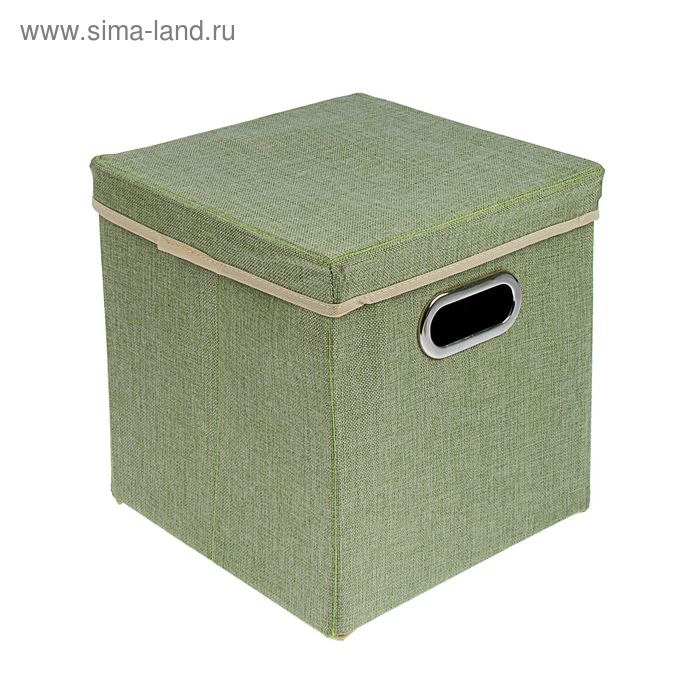 Короб стеллажный для хранения с крышкой 29х29х30 см «Офис», цвет зелёный - Фото 1