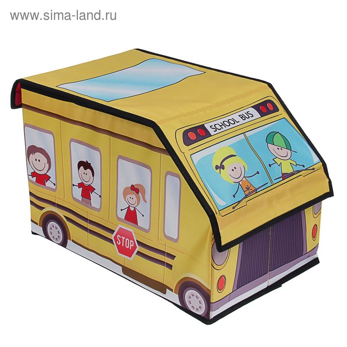 Короб стеллажный для хранения 41х28х27 см «Детский школьный автобус» - Фото 1
