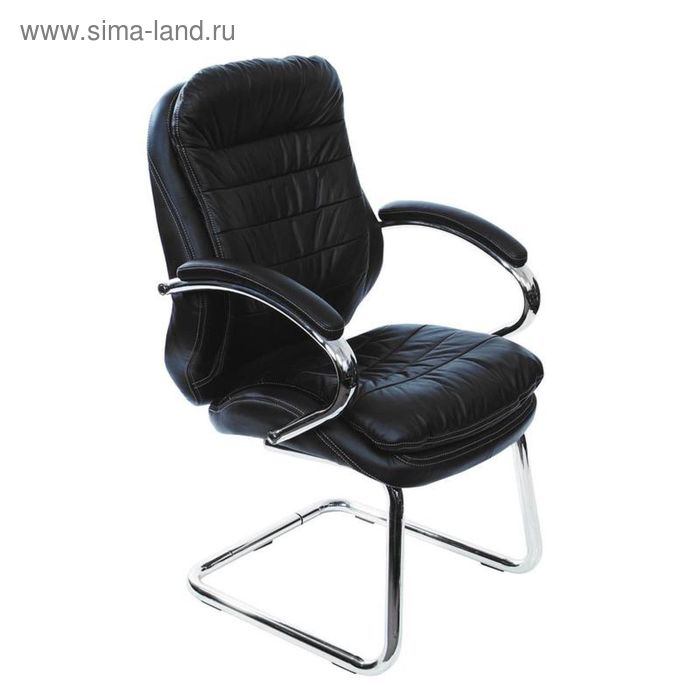 Конференц-кресло EChair-515 VL черное (кожа, каркас хром) - Фото 1