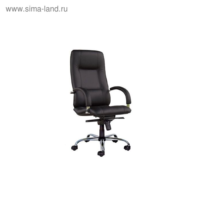 Кресло руководителя Star Steel Chrome PU01 черный, ЭкоКожа - Фото 1