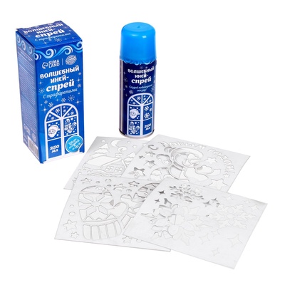 Искусственный снег спрей «С Новым годом!», с трафаретами, голубой