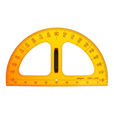 Транспортир для школьной доски, с держателем, 180 г, корпуса оранжевый