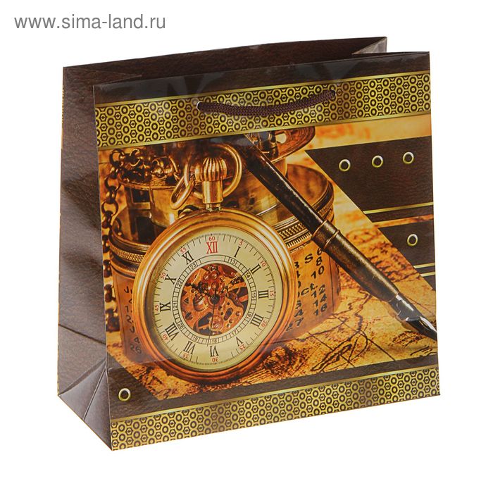 Пакет подарочный "Время-золото!" 23 х 22,5 х 10 см - Фото 1