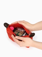 Косметичка простая на молнии, маленькая, красная - Фото 3