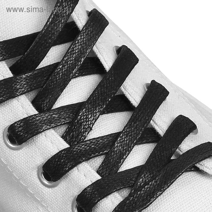 Шнурки для обуви, плоские, 13 мм, 120 см, цвет чёрный - Фото 1