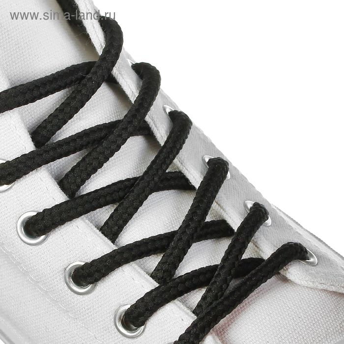 Шнурки для обуви, d = 6 мм, 120 см, цвет чёрный - Фото 1