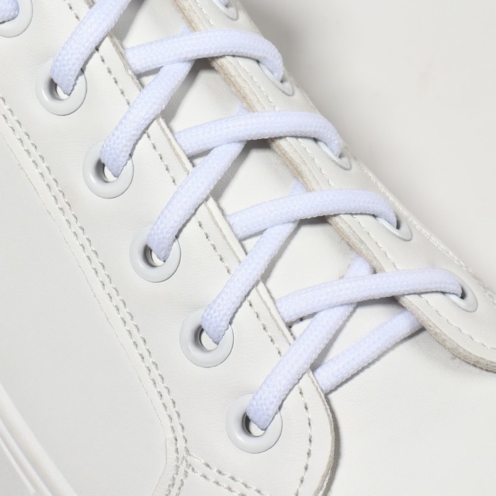Шнурки для обуви, пара, круглые, d = 3 мм, 120 см, цвет белый - Фото 1