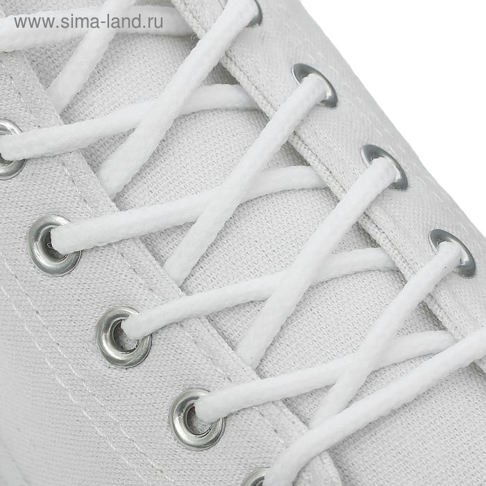 Шнурки для обуви, d = 3 мм, 180 см, пара, цвет белый - Фото 1