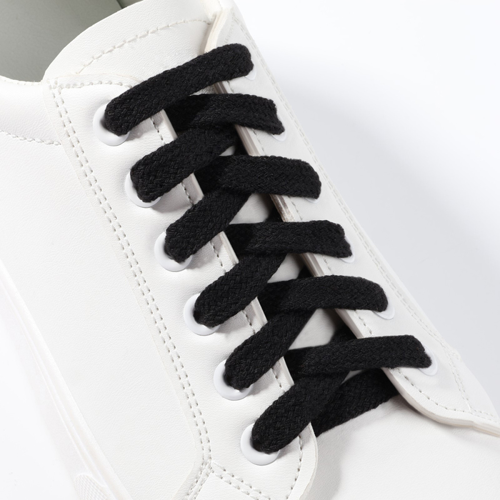 Шнурки для обуви, пара, плоские, 10 мм, 120 см, цвет чёрный - фото 1906824665