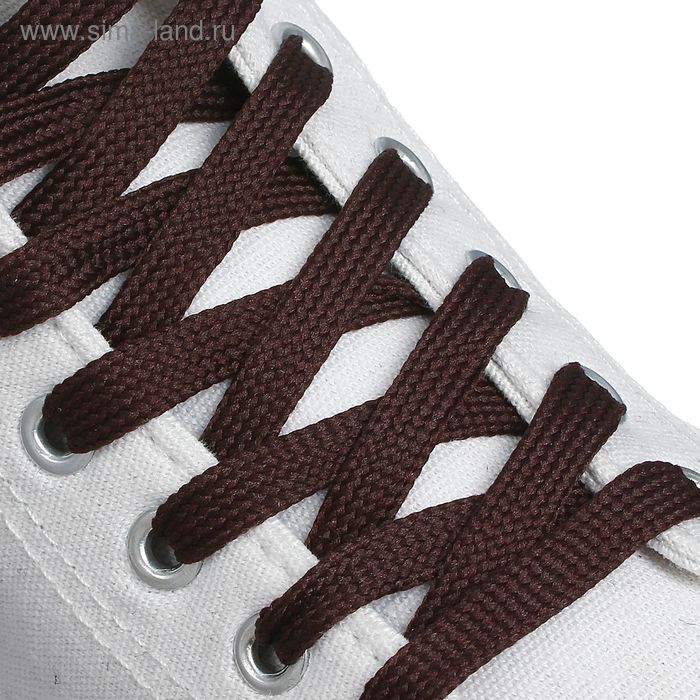 Шнурки для обуви, плоские, 12 мм, 180 см, пара, цвет коричневый - Фото 1