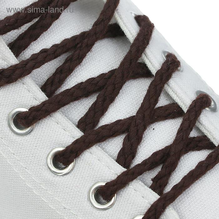Шнурки для обуви, пара, круглые, d = 5 мм, 180 см, цвет коричневый - Фото 1